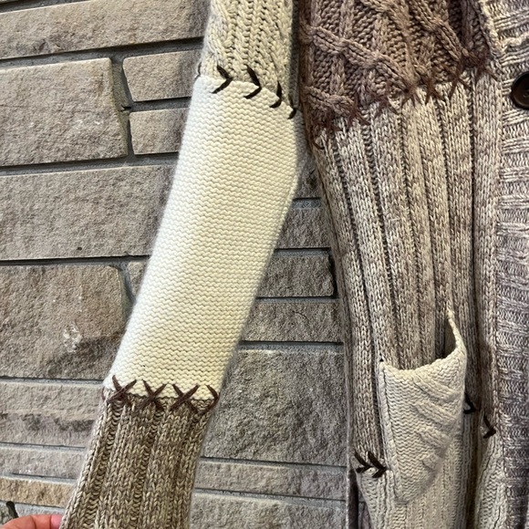 Chico’s Chunky Cable Knit Sweater Wool, Angora, Cashmere Blend Belted Cardigan - Picture 2 of 7